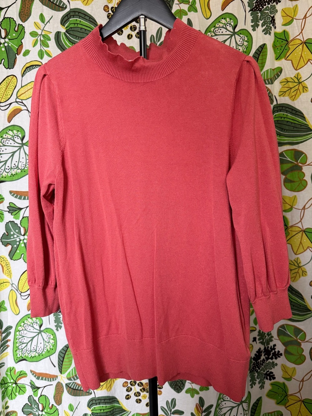 Lark & Ro Coral Ruffle Neck Sweater Tunic Size Large